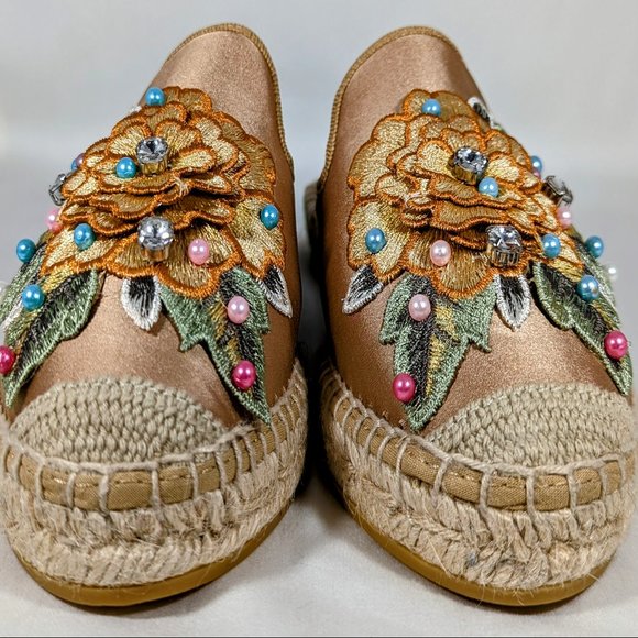 NWT Floral Embroidered Espadrilles with Beaded Embellishments, Kanna Size EU 37 - Picture 6 of 14